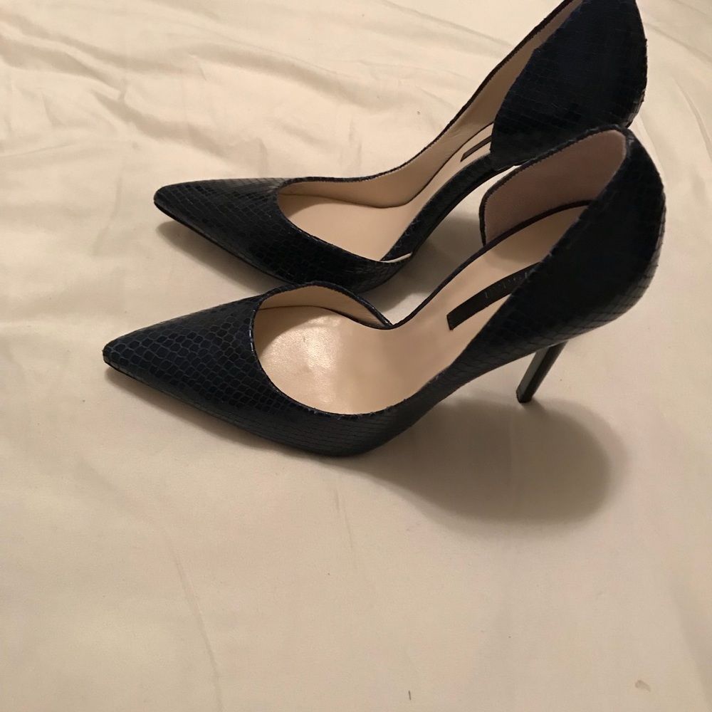 Zara Navy Snake Skin pump heels
